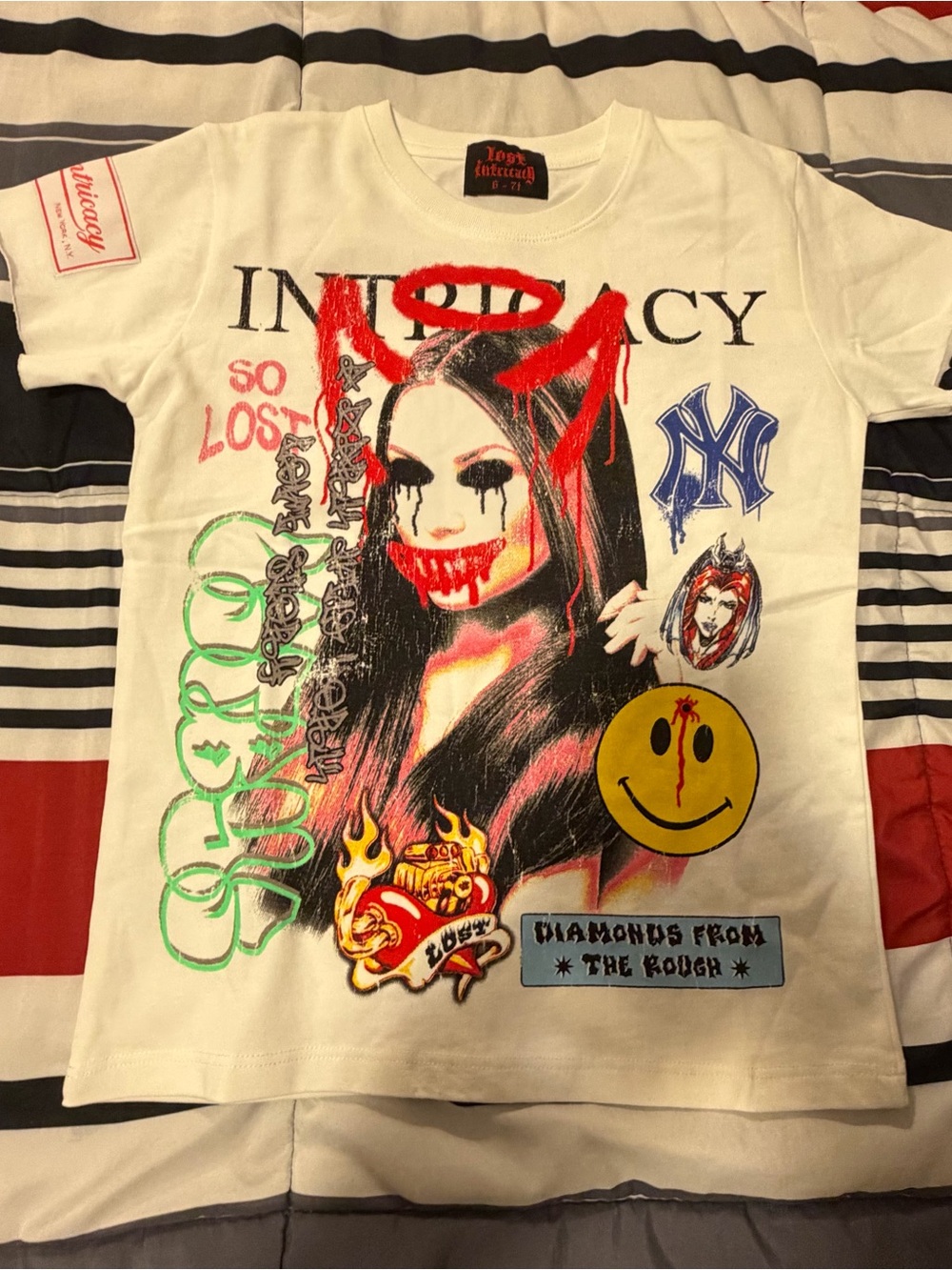 Lost Intricay Kids Graphic Tee in White with Multicolor Print